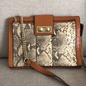 BCBGMAXAZRIA snakeskin clutch